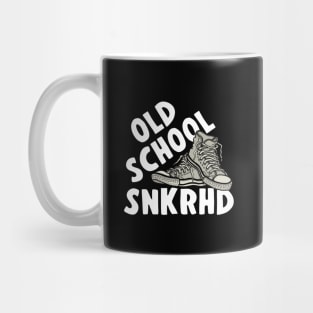 Funny OLD SCHOOL SNKRHD white hightops Sneaker Head Mug